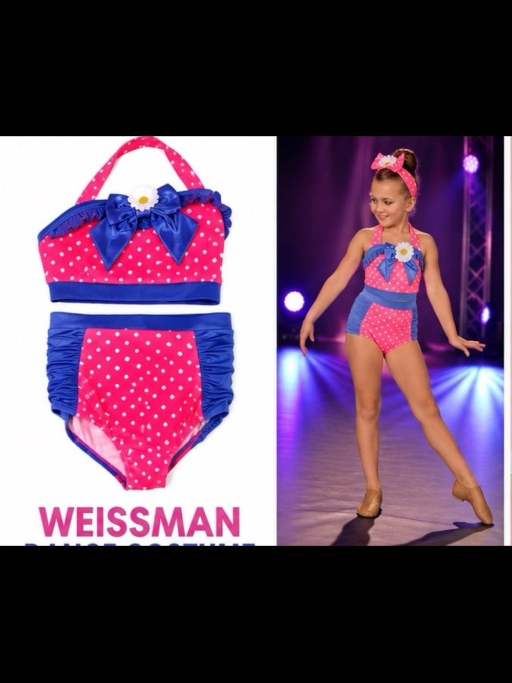 Y2K Inspired Pink Polka Dot Retro Dance Costume Set Weissman Bow Top High Waist